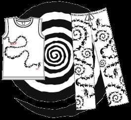 Follow the Leader PJs. They are white, covered with a pattern of Emily followed by a long line of black cats. PRICE = $50.00